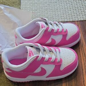Nike Dunk Low Kids' Sneakers in Pink and White